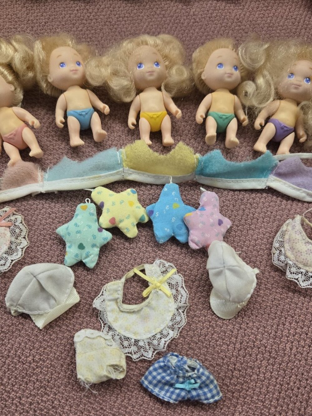 Tyco 1990's Quints full set of 5 dolls babies and a mix of accessories